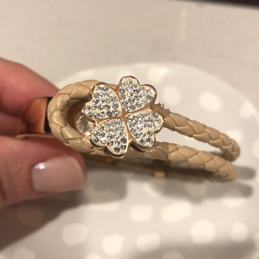 Rose gold and woven leather Folli follie bracelet - Picture 2 of 3